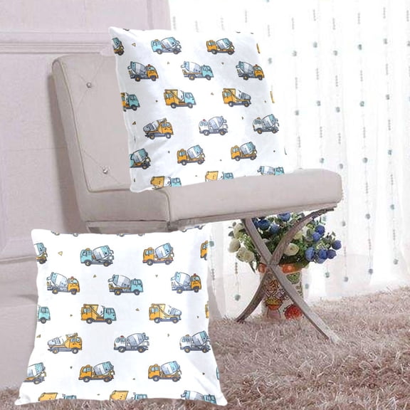 Pillow Covers 16x16 Decorative Square Pillow Covers For Sofa Couch Farmhouse Home Construction Trucks Concrete Mixer
