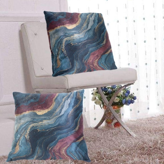 Pillow Covers 16x16 Decorative Square Pillow Covers For Sofa Couch Farmhouse Home Red Marble-patterned