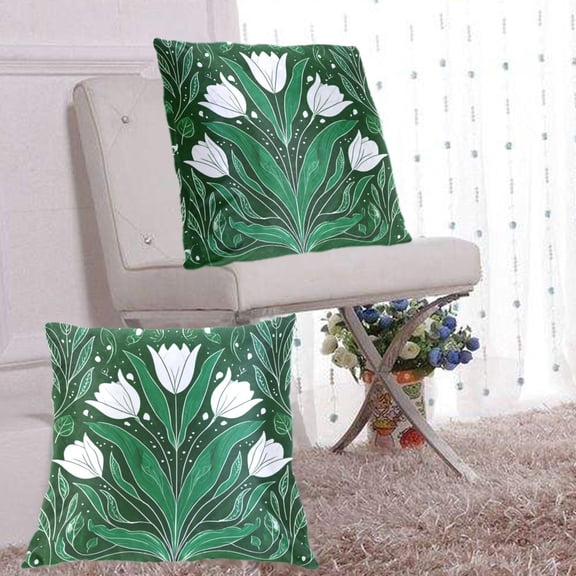 Pillow Covers 16x16 Decorative Square Pillow Covers For Sofa Couch Farmhouse Home White Tulips