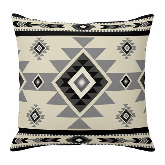 Pillow Covers 16x16 Inch, Brown Aztecs Linen Pillowcase with Invisible Zipper, Southwestern Stripe Native American Boho Decorative Throw Pillow Covers Cushion Case for Couch Sofa Bed Living Room