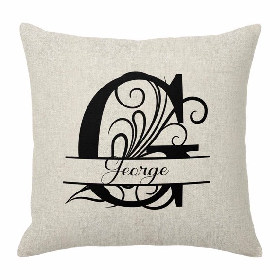 Pillow Covers 16x16 Inch, Letter G Linen Pillowcase with Invisible Zipper, Monogram Words Decorative Throw Pillow Covers Cushion Case for Couch Sofa Bed Living Room