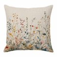 thumbnail image 1 of Pillow Covers 16x16 Inch, Vintage Botanical Linen Pillowcase with Invisible Zipper, Spring Floral Summer Botanical Rustic Decorative Throw Pillow Covers Cushion Case for Couch Sofa Bed Living Room, 1 of 9