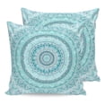 thumbnail image 1 of Pillow Covers 16x16 Set of 2, Aqua Boho Throw Pillow Covers Decorative Couch Cushion Cover, Rustic Neutral Tribes Ethnic Geometric Floral Microfiber Soft Pillowcases for Bedroom Living Room Sofa, 1 of 9