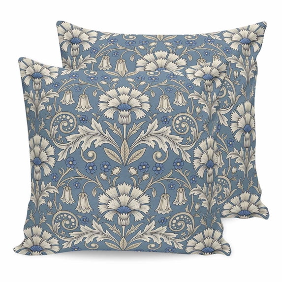 Pillow Covers 16x16 Set of 2, Blue Flowers Throw Pillow Covers Decorative Couch Cushion Cover, Spring Floral Modern Abstract Art Microfiber Soft Square Pillowcases for Bedroom Living Room Sofa