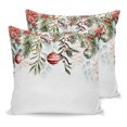 thumbnail image 1 of Pillow Covers 16x16 Set of 2, Christmas Snowflakes Throw Pillow Covers Decorative Couch Cushion Cover, Winter Poinsettia Xmas Balls Floral Leaf Microfiber Soft Pillowcases for Bedroom Living Room, 1 of 9