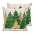 thumbnail image 1 of Pillow Covers 16x16 Set of 2, Green Christmas Tree Throw Pillow Covers Decorative Couch Cushion Cover, Golden Xmas Tree Winter Snowflake Rustic Microfiber Soft Pillowcases for Bedroom Living Room, 1 of 9