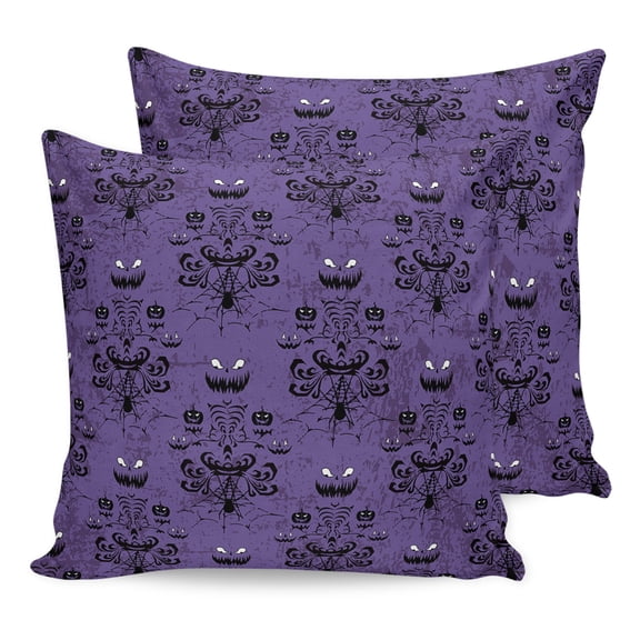 Pillow Covers 16x16 Set of 2, Halloween Throw Pillow Covers Decorative Couch Cushion Cover, Purple Black Haunted Ghost Fall Autumn Microfiber Soft Square Pillowcases for Bedroom Living Room Sofa