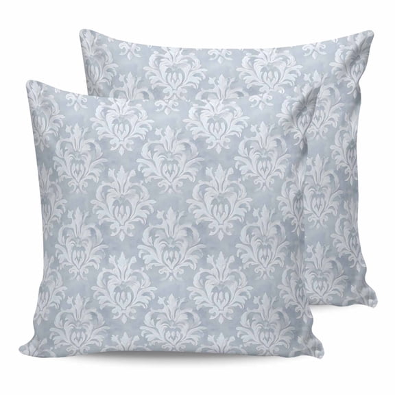 Pillow Covers 16x16 Set of 2, Haze Blue Boho Throw Pillow Covers Decorative Couch Cushion Cover, Neutral Middle Century Turkish Pattern Microfiber Soft Square Pillowcases for Bedroom Living Room Sofa