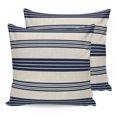 thumbnail image 1 of Pillow Covers 16x16 Set of 2, Navy Blue Striped Throw Pillow Covers Decorative Couch Cushion Cover, Modern Geometric Horizontal Stripes Beige Microfiber Soft Pillowcases for Bedroom Living Room Sofa, 1 of 9
