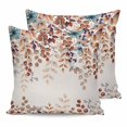 thumbnail image 1 of Pillow Covers 16x16 Set of 2, Orange Eucalyptus Leaves Throw Pillow Covers Decorative Couch Cushion Cover, Botanical Fall Rustic Beige Microfiber Soft Square Pillowcases for Bedroom Living Room Sofa, 1 of 7