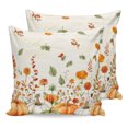 thumbnail image 1 of Pillow Covers 16x16 Set of 2, Orange Green Fall Throw Pillow Covers Decorative Couch Cushion Cover, Pumpkins Maple Leaf Thanksgiving Microfiber Soft Square Pillowcases for Bedroom Living Room Sofa, 1 of 9