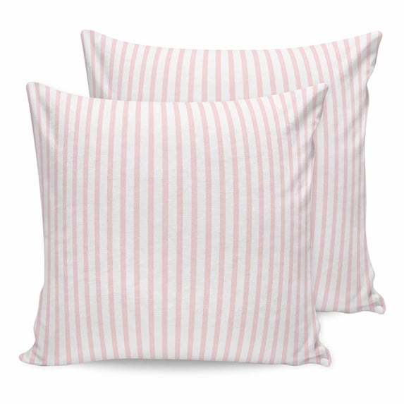 Pillow Covers 16x16 Set of 2, Pink Vertical Striped Throw Pillow Covers Decorative Couch Cushion Cover, Farmhouse Thin Line Stripes Microfiber Soft Square Pillowcases for Bedroom Living Room Sofa
