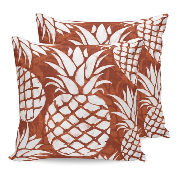 Pillow Covers 16x16 Set of 2, Red Pineapple Throw Pillow Covers Decorative Couch Cushion Cover, Tropical Summer Botanical Fruits Microfiber Soft Square Pillowcases for Bedroom Living Room Sofa