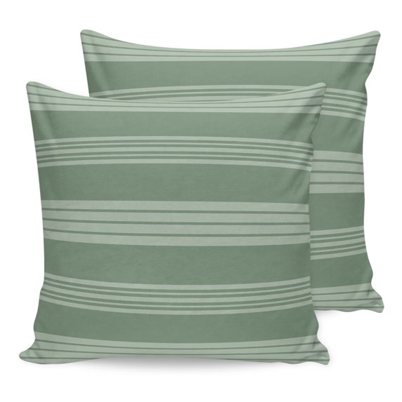 Pillow Covers 16x16 Set of 2, Sage Green Striped Throw Pillow Covers Decorative Couch Cushion Cover, Modern Minimalist Layered Stripes Microfiber Soft Square Pillowcases for Bedroom Living Room Sofa
