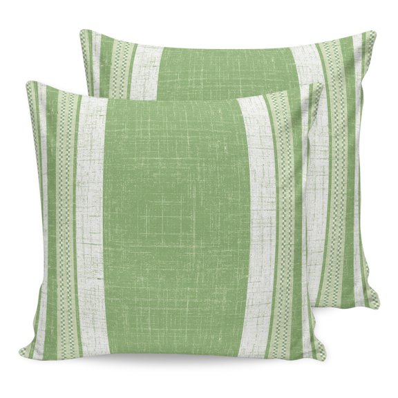 Pillow Covers 16x16 Set of 2, Vintage Mint Green Striped Throw Pillow Covers Decorative Couch Cushion Cover, Farmhouse Modern Stripes Boho Microfiber Soft Pillowcases for Bedroom Living Room Sofa