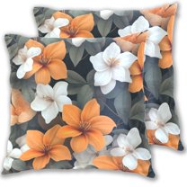 Pillow Covers 16x16 Set of 2,Cotton velvet Solid,Decorative Square Pillow Covers with Stitched Edge for Sofa Couch Farmhouse Home Vibrant Orange