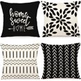 thumbnail image 1 of Pillow Covers 16x16 Set of 4, Modern Sofa Throw Pillow Cover, Decorative Outdoor Linen Fabric Pillow Case for Couch Bed Car, Black, 1 of 4