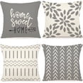 thumbnail image 1 of Pillow Covers 16x16 Set of 4, Modern Sofa Throw Pillow Cover, Decorative Outdoor Linen Fabric Pillow Case for Couch Bed Car，Gray, 1 of 3