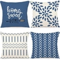 thumbnail image 1 of Pillow Covers 16x16 Set of 4, Modern Sofa Throw Pillow Cover, Decorative Outdoor Linen Fabric Pillow Case for Couch Bed Car，Light Blue, 1 of 6