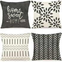 Pillow Covers 16x16 Set of 4, Modern Sofa Throw Pillow Cover, Decorative Outdoor Linen Fabric Pillow Case for Couch Bed Car, Rustic Gray