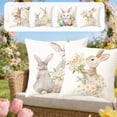 thumbnail image 1 of Pillow Covers 18x18, Easter Decorations Bunny Throw Pillow Covers, Printed Spring Decor for Bedroom Couch Cushion Cover, White, 1 of 7