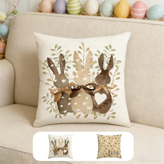 Pillow Covers 18x18, Easter Decorations Coffee-colored Throw Pillow Covers, Home Spring Decor for Bedroom Couch Cushion Cover, Coffee