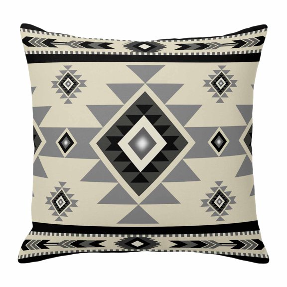 Pillow Covers 18x18 Inch, Brown Aztecs Linen Pillowcase with Invisible Zipper, Southwestern Stripe Native American Boho Decorative Throw Pillow Covers Cushion Case for Couch Sofa Bed Living Room