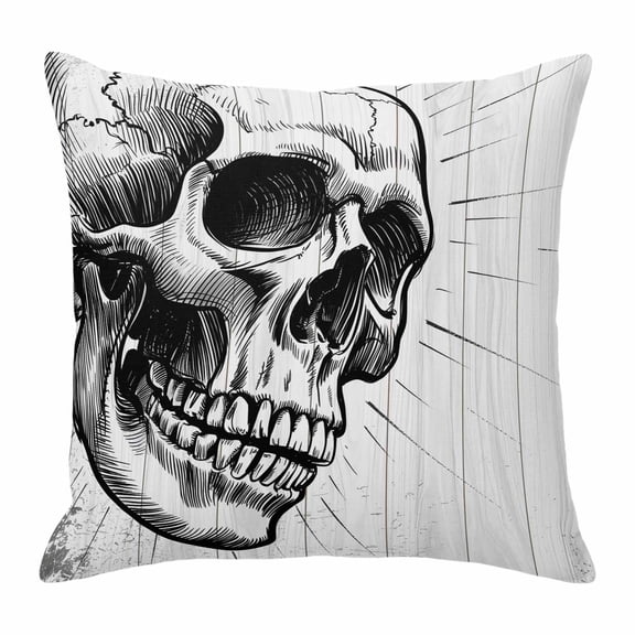 Pillow Covers 18x18 Inch, Horror Skull Linen Pillowcase with Invisible Zipper, Black Skeleton Spooky Halloween Decorative Throw Pillow Covers Cushion Case for Couch Sofa Bed Living Room