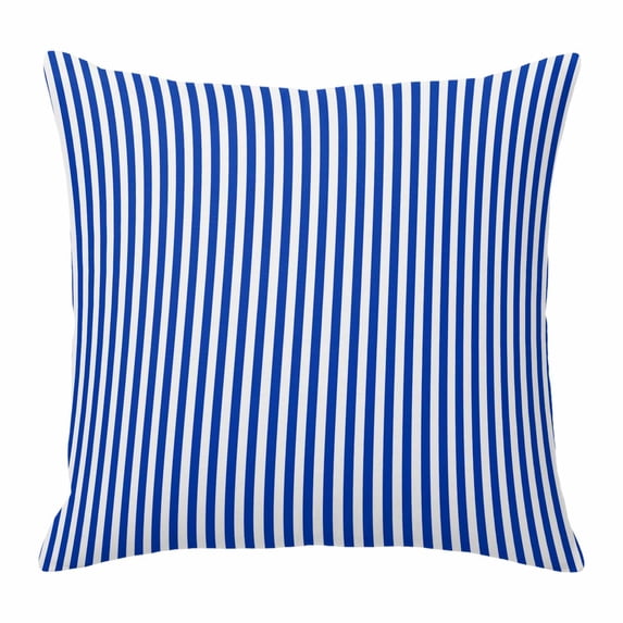 Pillow Covers 18x18 Inch, Navy Blue Stripe Linen Pillowcase with Invisible Zipper, Modern White Vertical Striped Geometric Decorative Throw Pillow Covers Cushion Case for Couch Sofa Bed Living Room