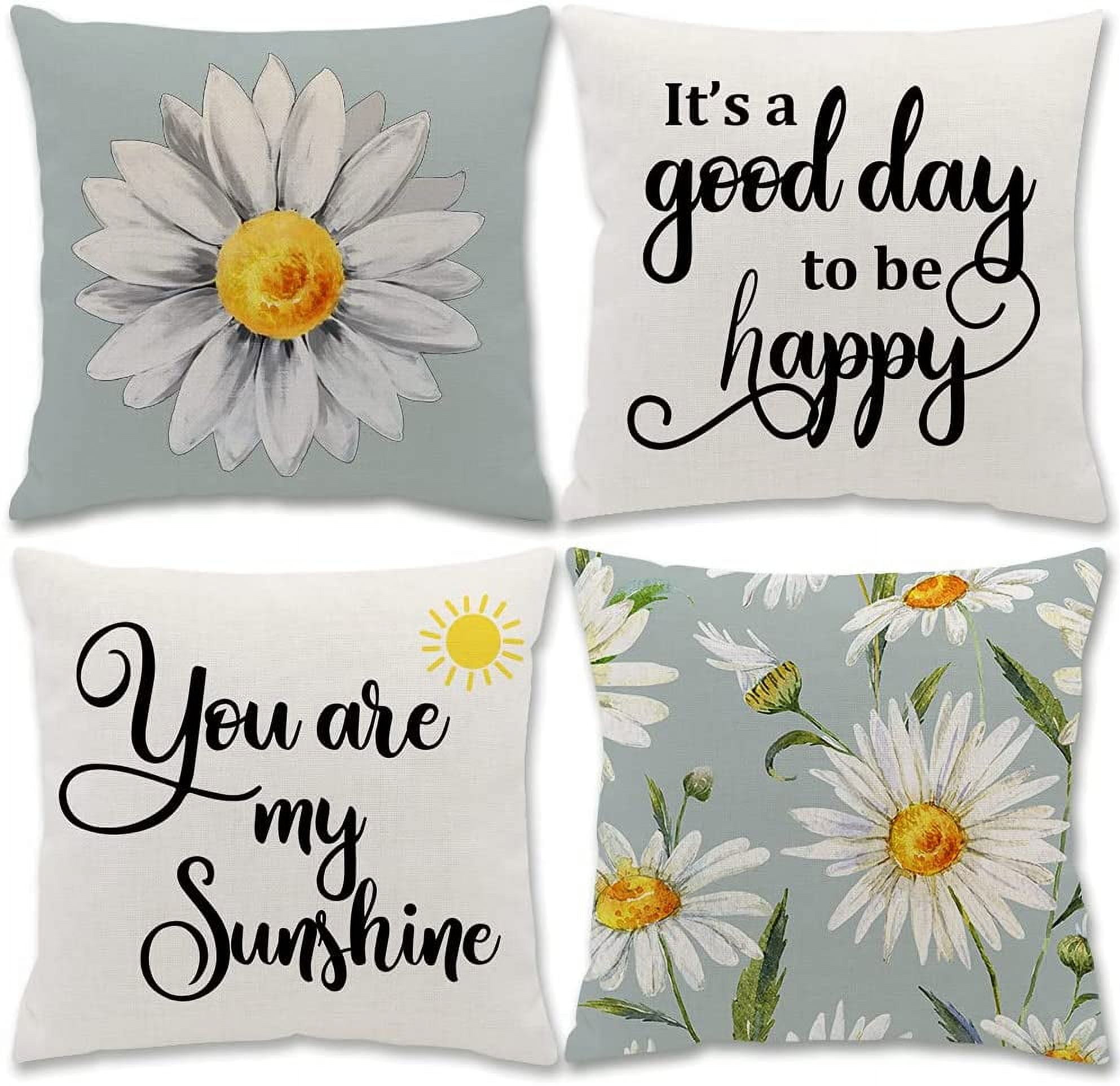  Cute Daisies & White Flower Pattern Designs Orange Floral  Aesthetics Flower Daisies Pattern Throw Pillow, 18x18, Multicolor : Home &  Kitchen