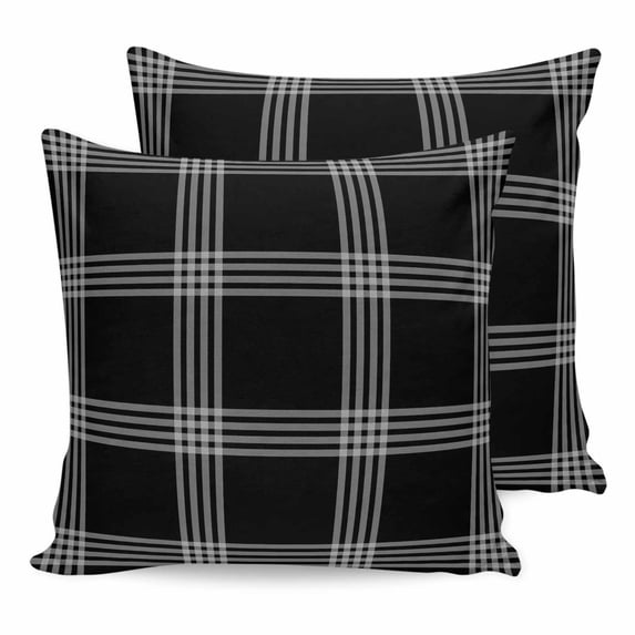 Pillow Covers 18x18 Set of 2, Black Checkered Throw Pillow Covers Decorative Couch Cushion Cover, Farmhouse Buffalo Plaid Modern Microfiber Soft Square Pillowcases for Bedroom Living Room Sofa