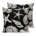 thumbnail image 1 of Pillow Covers 18x18 Set of 2, Black Starfish Coastal Throw Pillow Covers Decorative Couch Cushion Cover, Shell Coral Summer Beach Nautical Ocean Microfiber Soft Pillowcases for Bedroom Living Room, 1 of 9