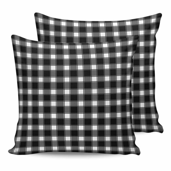 Pillow Covers 18x18 Set of 2, Black White Checkered Square Throw Pillow Covers for Couch/Sofa/Living Room, Farmhouse Plaid Buffalo Elegant Decorative Soft Pillowcases for Couch Throw Pillows
