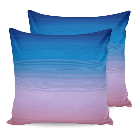 Pillow Covers 18x18 Set of 2, Blue Purple Striped Throw Pillow Covers Decorative Couch Cushion Cover, Vintage Stripes Farmhouse Line Microfiber Soft Square Pillowcases for Bedroom Living Room Sofa