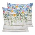 thumbnail image 1 of Pillow Covers 18x18 Set of 2, Blue Spring Floral Square Throw Pillow Covers for Couch/Sofa/Living Room, Summer Botanical Pastoral Wooden Decorative Soft Pillowcases for Couch Throw Pillows, 1 of 9