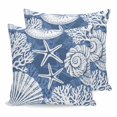 thumbnail image 1 of Pillow Covers 18x18 Set of 2, Blue Starfish Coastal Throw Pillow Covers Decorative Couch Cushion Cover, Summer Coral Shell Beach Nautical Microfiber Soft Pillowcases for Bedroom Living Room Sofa, 1 of 9