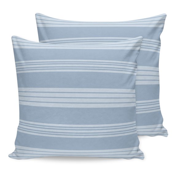 Pillow Covers 18x18 Set of 2, Blue Stripes Throw Pillow Covers Decorative Couch Cushion Cover, Modern Simple Geometric Striped Pattern Microfiber Soft Square Pillowcases for Bedroom Living Room Sofa