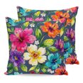 thumbnail image 1 of Pillow Covers 18x18 Set of 2, Colorful Flowers Throw Pillow Covers Decorative Couch Cushion Cover, Spring Floral Watercolor Blue Microfiber Soft Square Pillowcases for Bedroom Living Room Sofa, 1 of 9