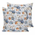 thumbnail image 1 of Pillow Covers 18x18 Set of 2, Fall Blue Pumpkins Square Throw Pillow Covers for Couch/Sofa/Living Room, Thanksgiving Leaves Daisy Country Decorative Soft Pillowcases for Couch Throw Pillows, 1 of 9