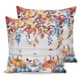 thumbnail image 1 of Pillow Covers 18x18 Set of 2, Fall Blue Pumpkins Throw Pillow Covers Decorative Couch Cushion Cover, Thanksgiving Eucalyptus Farm Wooden Plank Microfiber Soft Pillowcases for Bedroom Living Room Sofa, 1 of 9