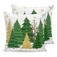 thumbnail image 1 of Pillow Covers 18x18 Set of 2, Green Christmas Tree Throw Pillow Covers Decorative Couch Cushion Cover, Golden Xmas Tree Winter Snowflake Microfiber Soft Square Pillowcases for Bedroom Living Room, 1 of 9