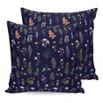 thumbnail image 1 of Pillow Covers 18x18 Set of 2, Navy Blue Botanical Wildflowers Throw Pillow Covers Decorative Couch Cushion Cover, Rustic Floral Microfiber Soft Square Pillowcases for Bedroom Living Room Sofa, 1 of 9