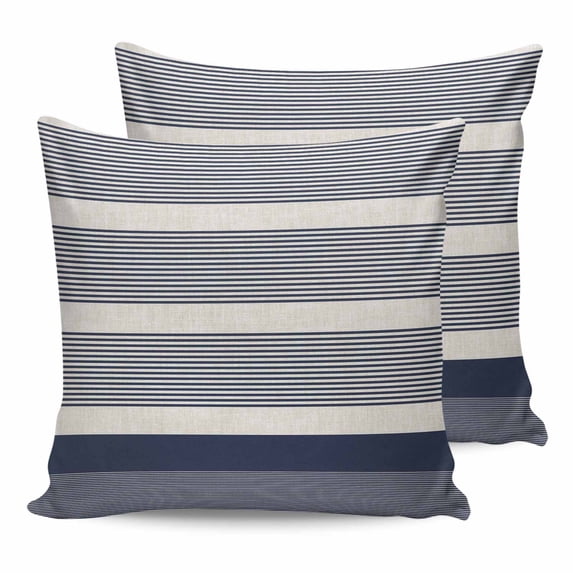 Pillow Covers 18x18 Set of 2, Navy Blue Stripes Square Throw Pillow Covers for Couch/Sofa/Living Room, Farmhouse Striped Modern Abstract Art Decorative Soft Pillowcases for Couch Throw Pillows
