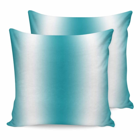 Pillow Covers 18x18 Set of 2, Ombre Turquoise Square Throw Pillow Covers for Couch/Sofa/Living Room, Gradient White Abstract Minimalist Stripe Decorative Soft Pillowcases for Couch Throw Pillows