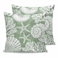 thumbnail image 1 of Pillow Covers 18x18 Set of 2, Sage Green Coastal Square Throw Pillow Covers for Couch/Sofa/Living Room, Conch Nautical Summer Starfish Shell Coral Decorative Soft Pillowcases for Couch Throw Pillows, 1 of 7
