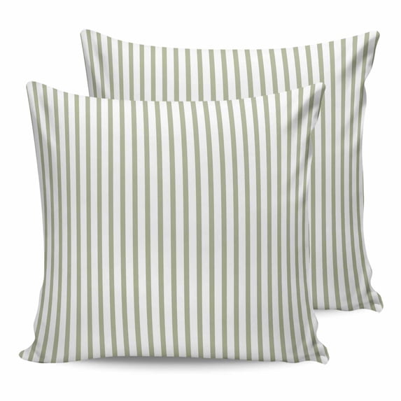 Pillow Covers 18x18 Set of 2, Sage Green Vertical Striped Square Throw Pillow Covers for Couch/Sofa/Living Room, Farmhouse Thin Line Stripes Decorative Soft Pillowcases for Couch Throw Pillows