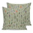 thumbnail image 1 of Pillow Covers 18x18 Set of 2, Sage Green Wildflowers Throw Pillow Covers Decorative Couch Cushion Cover, Farmhouse Herbs Floral Summer Microfiber Soft Square Pillowcases for Bedroom Living Room Sofa, 1 of 9