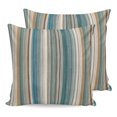 thumbnail image 1 of Pillow Covers 18x18 Set of 2, Teal Brown Striped Throw Pillow Covers Decorative Couch Cushion Cover, Farmhouse Boho Geometric Lines Microfiber Soft Square Pillowcases for Bedroom Living Room Sofa, 1 of 9
