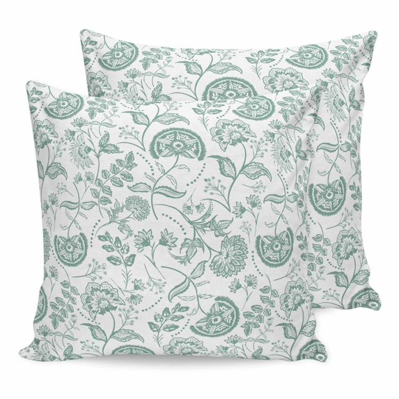 Pillow Covers 18x18 Set of 2, Turquoise Farmhouse Square Throw Pillow Covers for Couch/Sofa/Living Room, Retro Botanical Plant Fruit Leaf Decorative Soft Pillowcases for Couch Throw Pillows