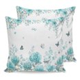 thumbnail image 1 of Pillow Covers 18x18 Set of 2, Turquoise Hydrangea Throw Pillow Covers Decorative Couch Cushion Cover, Farm Florals Butterflies Botanical Flowers Microfiber Soft Pillowcases for Bedroom Living Room, 1 of 9